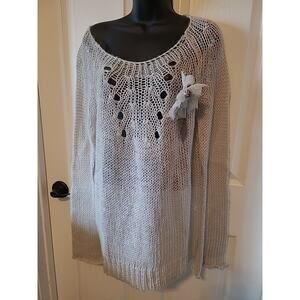 La Redoute Sweater 14 Chunky Bell Sleeve Flower Wool Alpaca Slouchy Boho Y2K